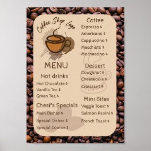 Coffee Beansカジュアルメニューのコーヒーショップを追加 ポスター