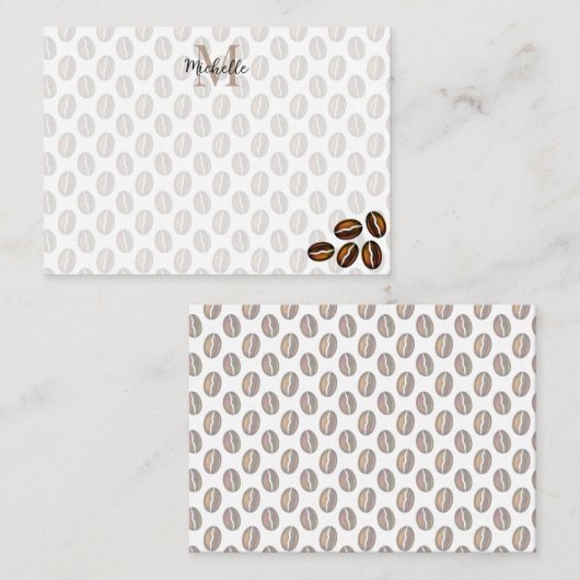 Coffee Beans Coffee Lover Monogram ノートカード (正面/裏面)