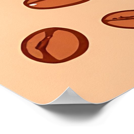 Coffee Beans Cups Cozy Pattern ポスター (角)