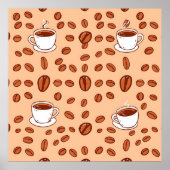 Coffee Beans Cups Cozy Pattern ポスター (正面)