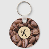 Coffee Beans Customizable Initial Keychain キーホルダー (正面)
