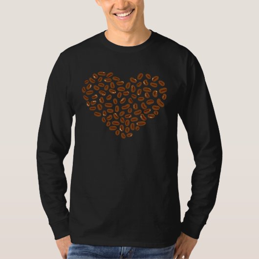 Coffee Beans Heart Caffeine drink cup Tシャツ (正面)