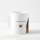 Coffee Beans Heart Cream Brown Female コーヒーマグカップ (正面左)