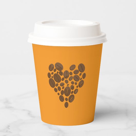 Coffee Beans Heart Paper Cup 紙コップ (正面)