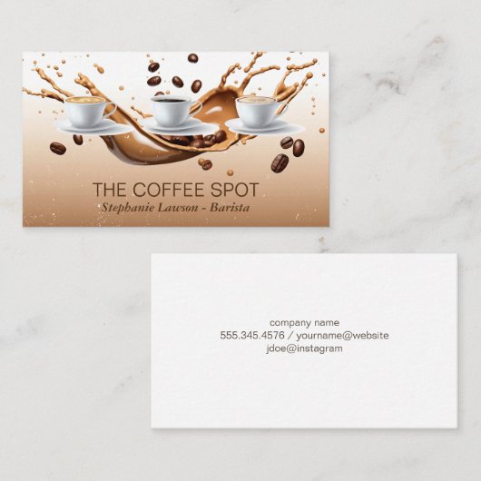 Coffee Beans Splash | Cup of Java 名刺 (正面/裏面)