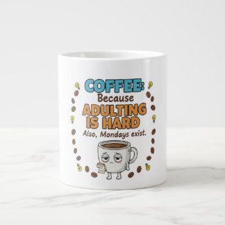 Coffee Because Adulting is Hard ジャンボコーヒーマグカップ