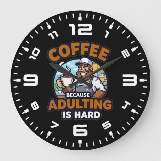 Coffee Because Adulting is Hard ラージ壁時計 (正面)