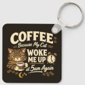 Coffee Because Cat Woke Me up キーホルダー (裏面)