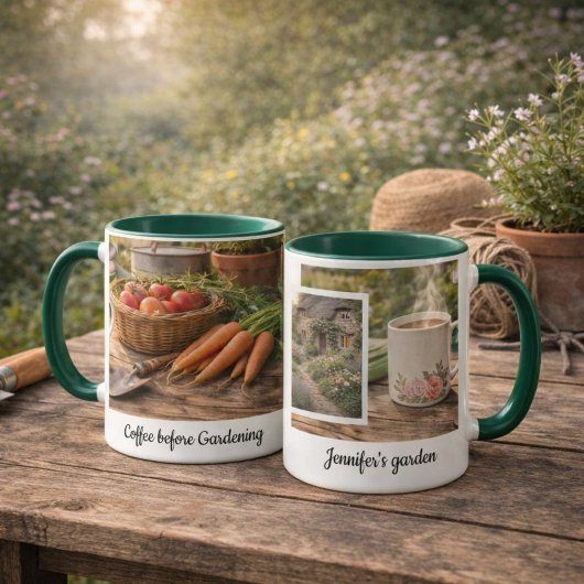 Coffee before gardening morning garden photo mug マグカップ