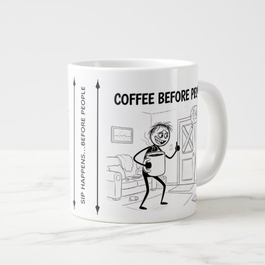 Coffee Before People Mug – Funny Coffee Cup ジャンボコーヒーマグカップ (正面右)