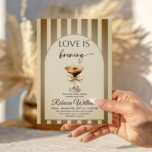 Coffee Beige Espresso Martini Bow Bridal Shower 招待状