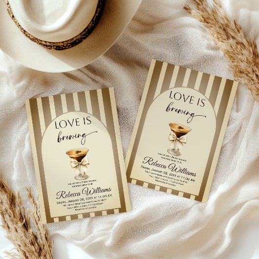 Coffee Beige Espresso Martini Bow Bridal Shower 招待状