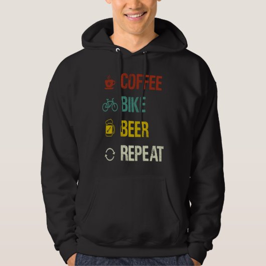 Coffee Bike Beer Repeat  Cycling パーカ (正面)
