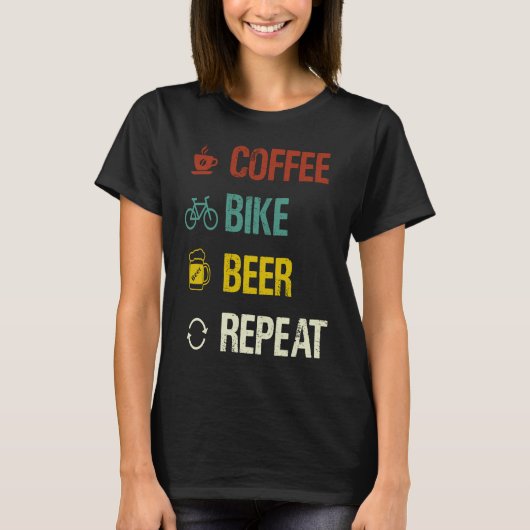 Coffee Bike Beer Repeat Cycling Tシャツ (正面)