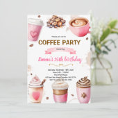 Coffee birthday girl theme invitation 招待状 (スタンド正面)