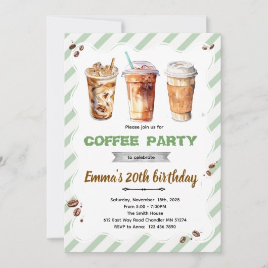 Coffee Birthday Invitation 招待状 (正面)