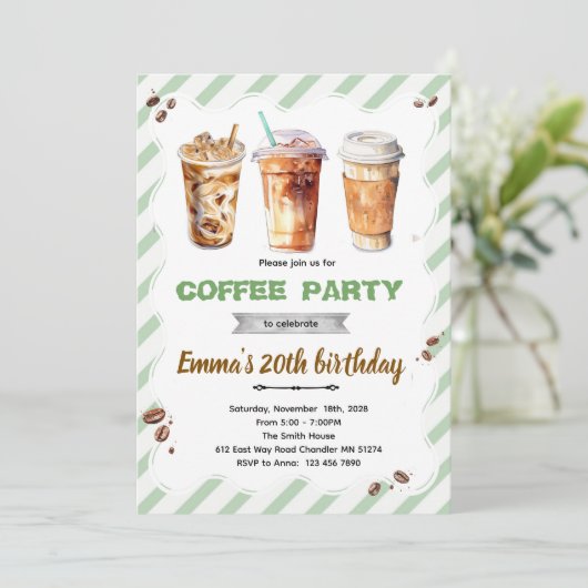 Coffee Birthday Invitation 招待状 (スタンド正面)