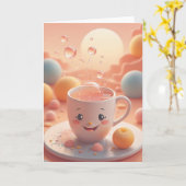 Coffee Birthday Wishes カード (黄色い花)