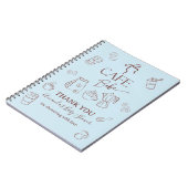 Coffee Blue Bow Cafe Bebe Baby Shower Guest Book ノートブック (左側)