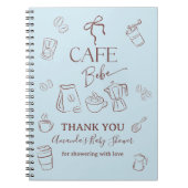 Coffee Blue Bow Cafe Bebe Baby Shower Guest Book ノートブック (正面)