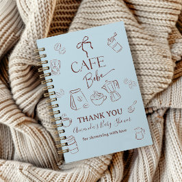 Coffee Blue Bow Cafe Bebe Baby Shower Guest Book ノートブック