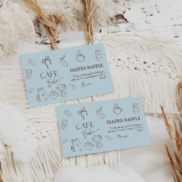 Coffee Blue Bow Cafe Bebe Boy Baby Shower Diaper エンクロージャーカード