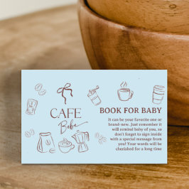 Coffee Blue Bow Cafe Bebe Boy Book For Baby Shower エンクロージャーカード
