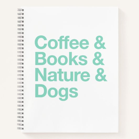Coffee & Books & Dogs Notebook (ティール（緑がかった色）) ノートブック (正面)