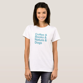 Coffee & Books & Dogs Tシャツ(青) Tシャツ