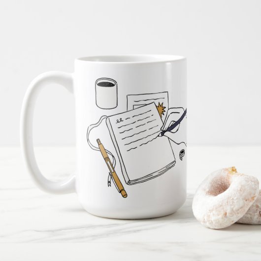 Coffee, Books & Late Nights – Custom Name Mug コーヒーマグカップ (ドーナツ)