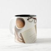 Coffee & Books Mug - Cozy Reading Lover Gift ツートーンマグカップ (正面左)