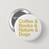 Coffee & Books & Nature & Dogs Button (Yellow) 缶バッジ (正面&裏面)