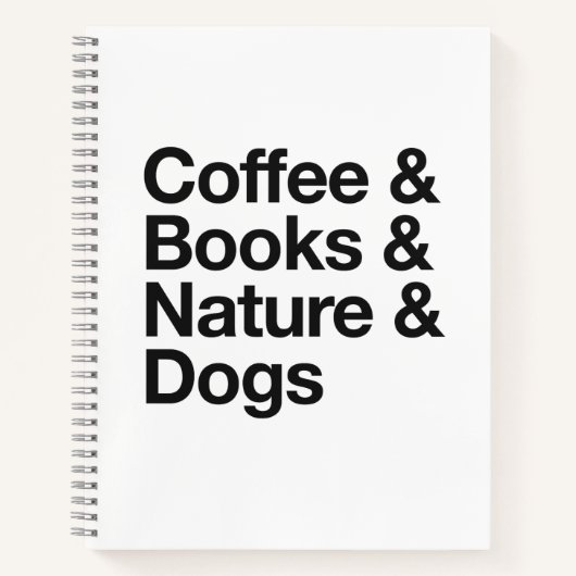 Coffee & Books & Nature & Dogs Notebook (Black) ノートブック (正面)