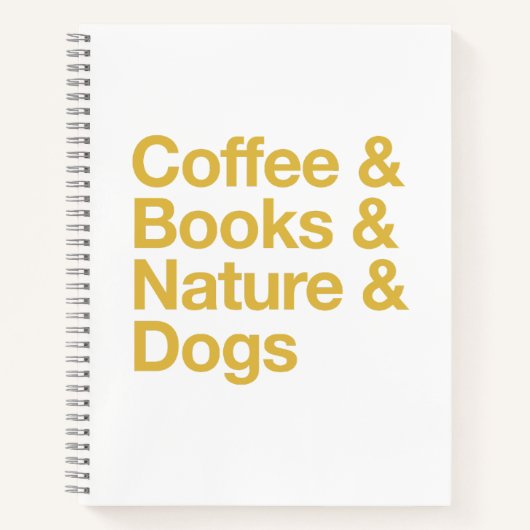 Coffee & Books & Nature & Dogs Notebook (Yellow) ノートブック (正面)