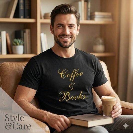 Coffee & Books Text Black Men's トライブレンドＴシャツ