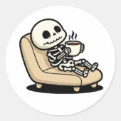 Coffee Break – Grim Reaper Dark Humor Coffee ラウンドシール (正面)
