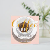 Coffee break Modern Stylish Cup Peach Brown 招待状 (スタンド正面)