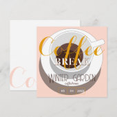 Coffee break Modern Stylish Cup Peach Brown 招待状 (正面/裏面)