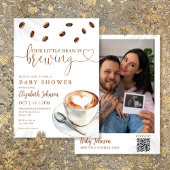 Coffee Brewing Baby Shower Photo QR Code 招待状