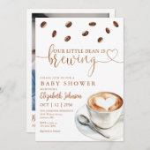 Coffee Brewing Baby Shower Photo QR Code 招待状 (正面/裏面)