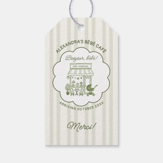 Coffee Brewing Bebe Brunch Neutral Baby Shower ギフトタグ (裏面)