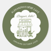 Coffee Brewing Bebe Brunch Neutral Baby Shower ラウンドシール (正面)