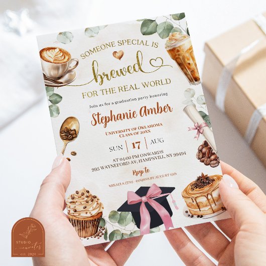 Coffee Brewing Graduation Party Invitation 招待状