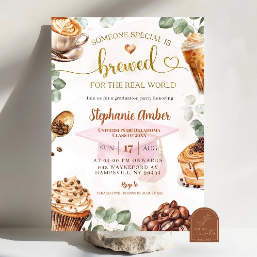 Coffee Brewing Graduation Party Invitation 招待状