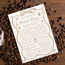 Coffee Bridal Shower Find the Guest Bingo Game 招待状