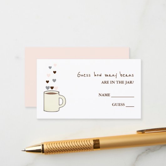 Coffee Bridal Shower Guess How Many Beans エンクロージャーカード (正面/裏面インサイチュ)