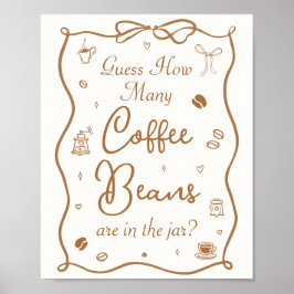 Coffee Bridal Shower Guess How Many Coffee Beans ポスター