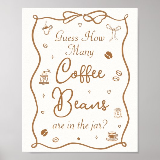 Coffee Bridal Shower Guess How Many Coffee Beans ポスター (正面)