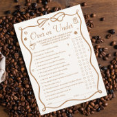 Coffee Bridal Shower Over and Under Game Card 招待状