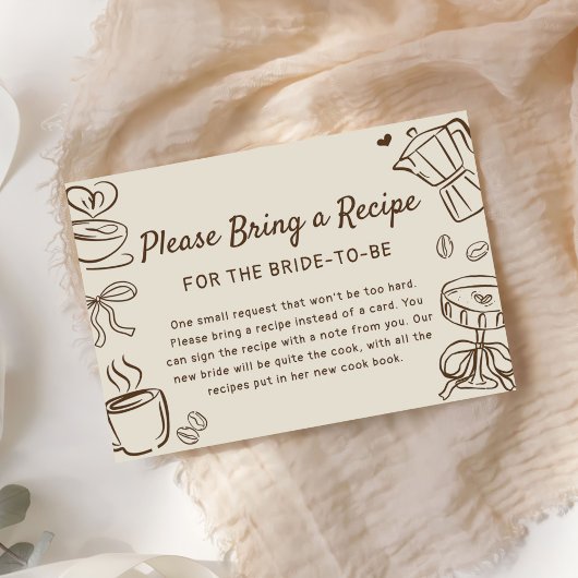 Coffee Bridal Shower Recipe Request エンクロージャーカード